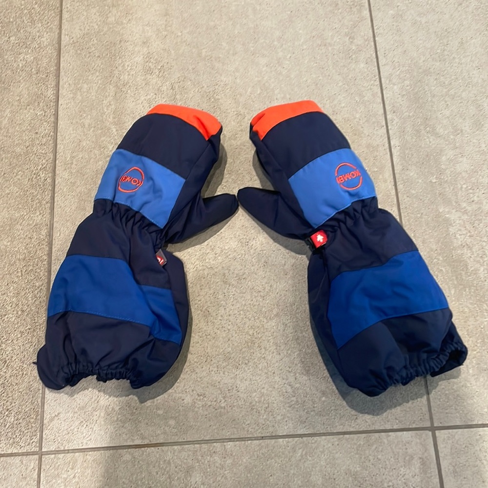 Kombi Mittens, Children, Enfant, Size L, Navy and Orange